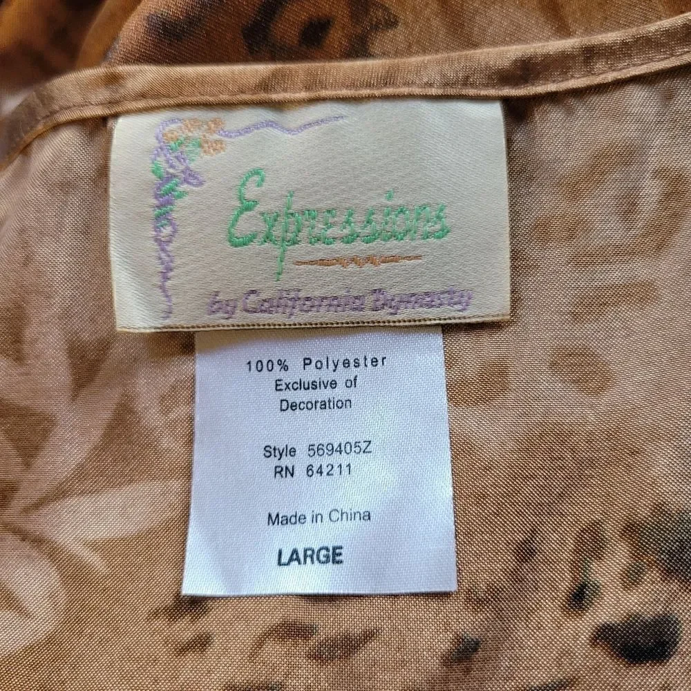 California dynasty vintage 80's leopard animal print silky robe
